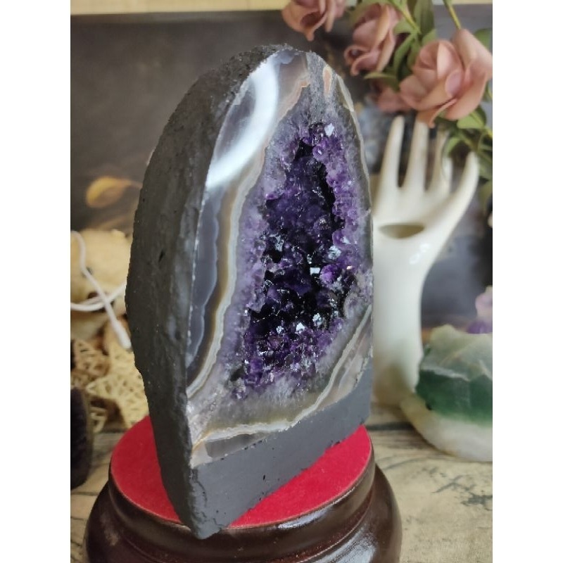 💰天然烏拉圭 ESP紫水晶小晶洞 漸變色 桌上型聚財納氣~開運招正財~招貴人紫水晶洞 1176g#421-細節圖6