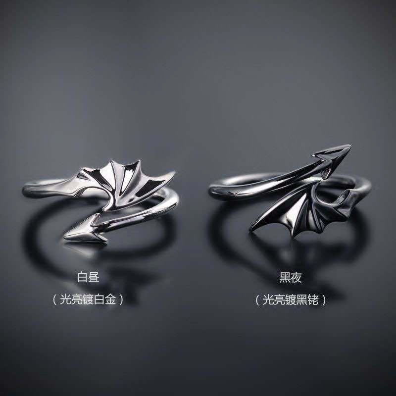 💍台灣現貨🌿個性創意天使惡魔之翼情侶戒指男女學生日韓簡約活口指環禮物潮網紅時尚冷淡風個性戒子 指環 設計感-細節圖2