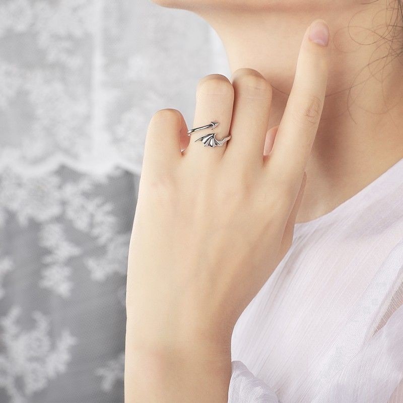 💍台灣現貨🌿個性創意天使惡魔之翼情侶戒指男女學生日韓簡約活口指環禮物潮網紅時尚冷淡風個性戒子 指環 設計感-細節圖6