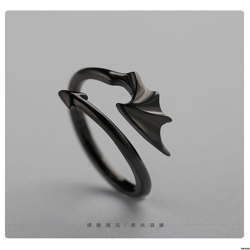 💍台灣現貨🌿個性創意天使惡魔之翼情侶戒指男女學生日韓簡約活口指環禮物潮網紅時尚冷淡風個性戒子 指環 設計感-規格圖9