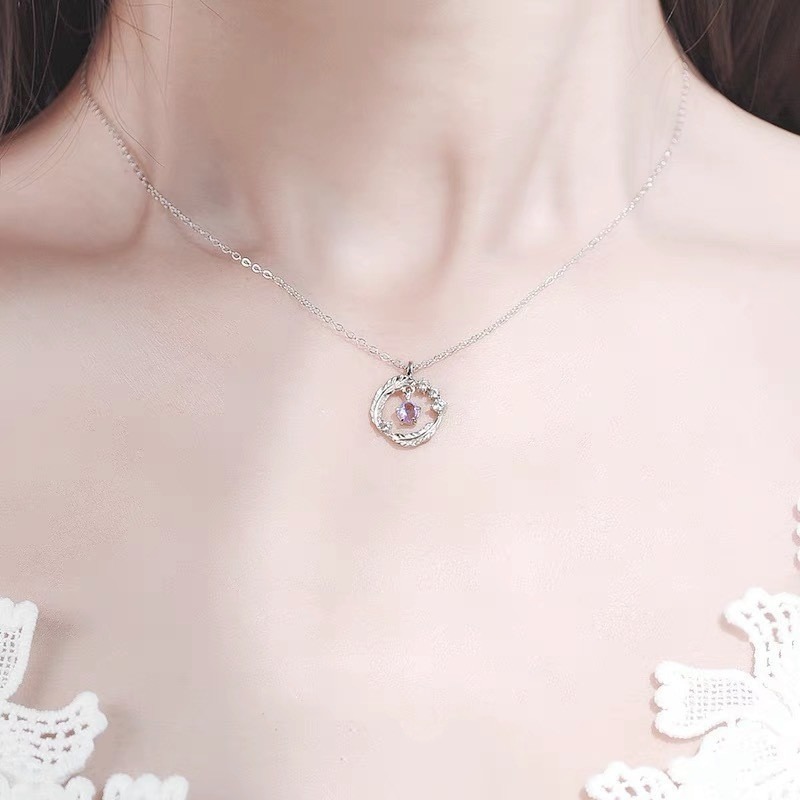 👗台灣現貨🌿清藍月光羽毛項鍊 鎖骨鏈 頸鍊 ins氣質百搭日常通勤項鍊【Q86】-細節圖6