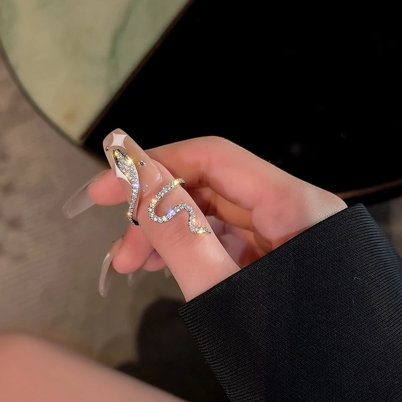 💍台灣現貨🌿蛇形戒指 ins潮 輕奢時尚個性小眾設計纏繞冷淡風開口可調節食指環【O80】-細節圖4