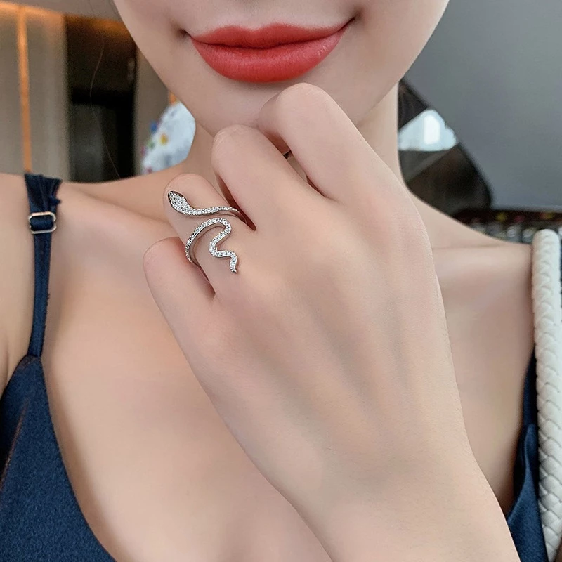 💍台灣現貨🌿蛇形戒指 ins潮 輕奢時尚個性小眾設計纏繞冷淡風開口可調節食指環【O80】-細節圖6