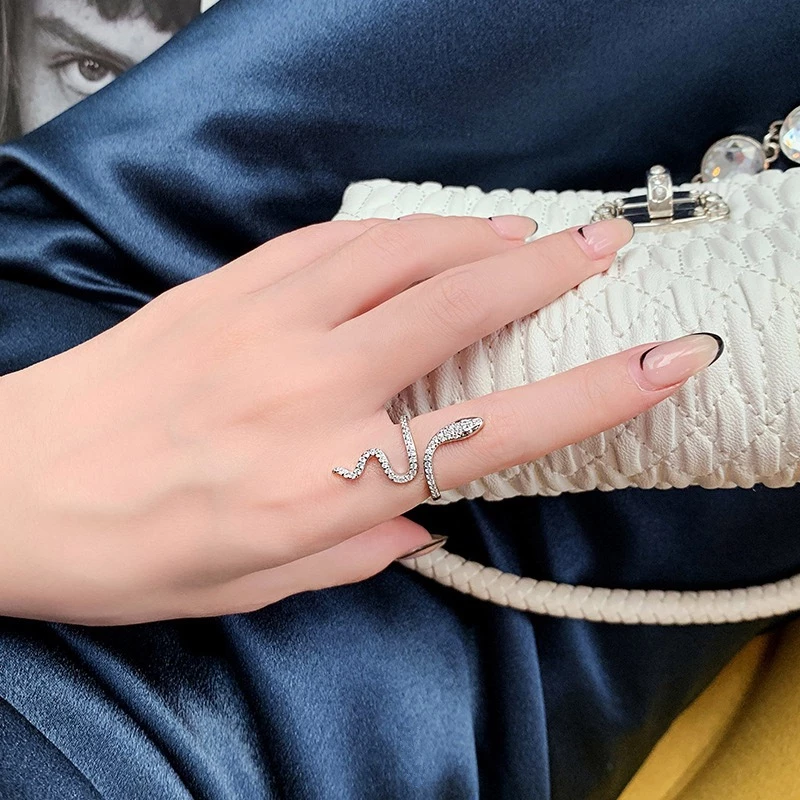 💍台灣現貨🌿蛇形戒指 ins潮 輕奢時尚個性小眾設計纏繞冷淡風開口可調節食指環【O80】-細節圖8