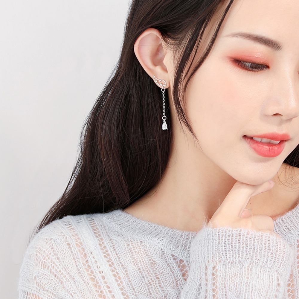 💖台灣現貨🌿韓風天使之翼流蘇耳環 925銀針 ins風 翅膀微鑲水滴長款精緻小巧超仙耳飾【G541】-細節圖6