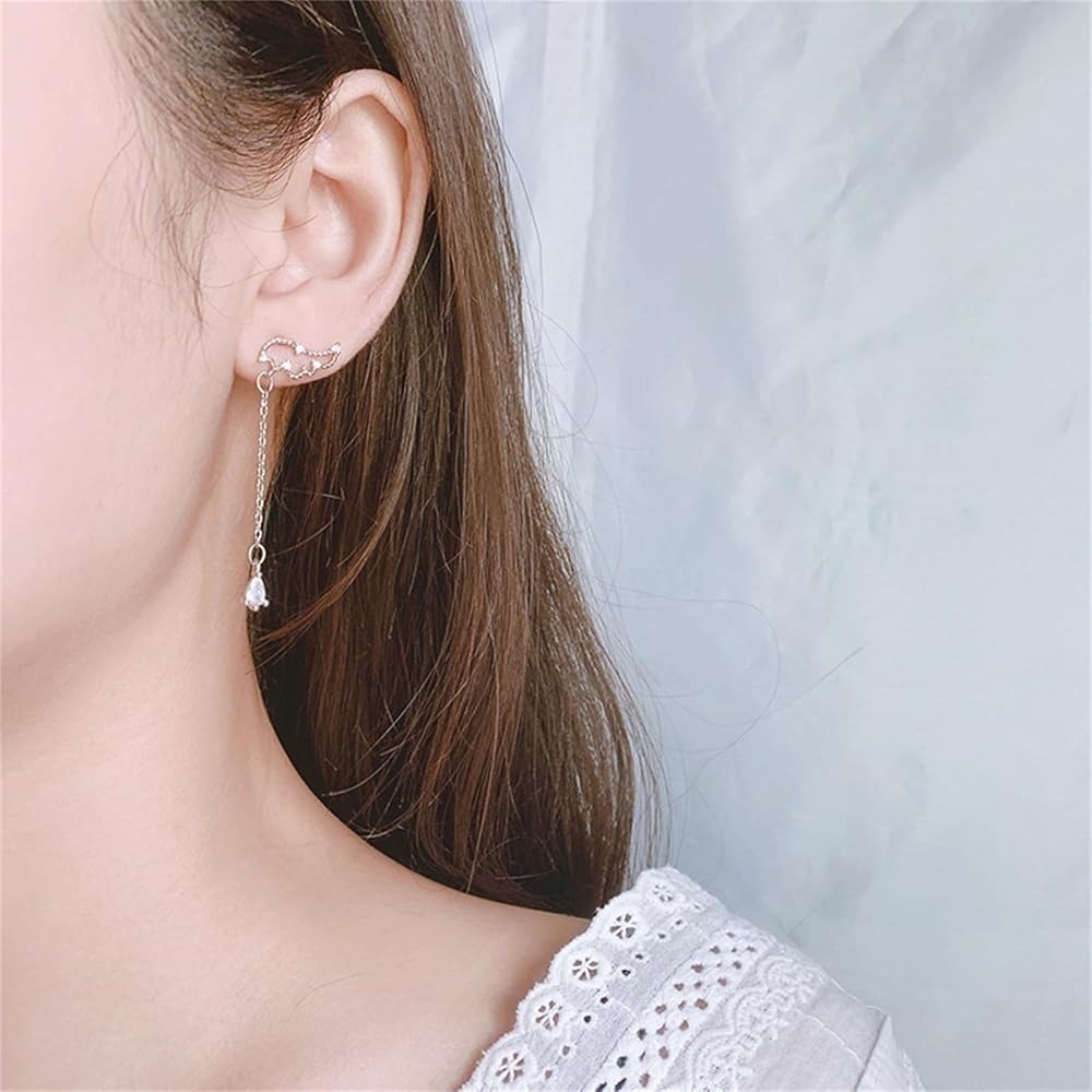 💖台灣現貨🌿韓風天使之翼流蘇耳環 925銀針 ins風 翅膀微鑲水滴長款精緻小巧超仙耳飾【G541】-細節圖7