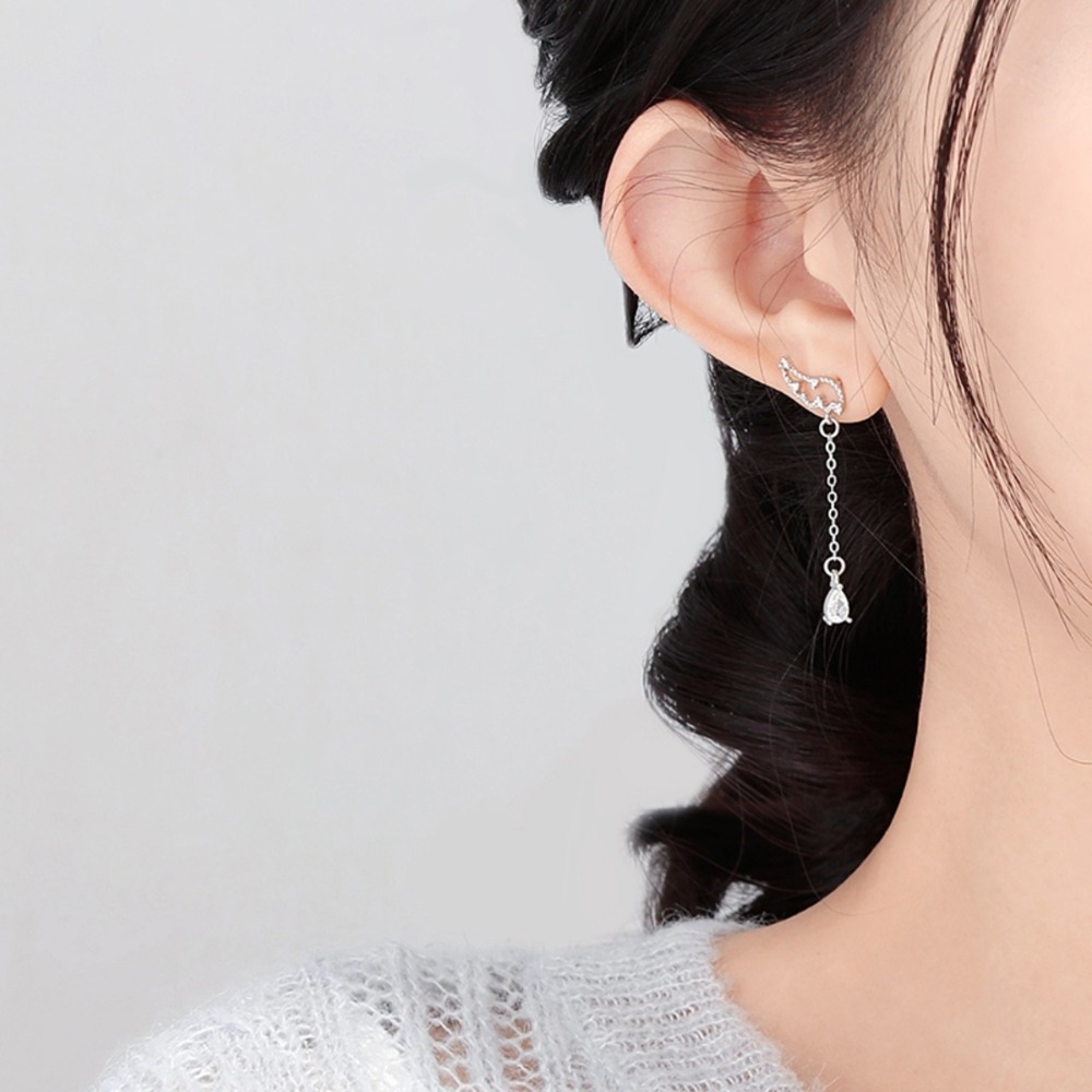 💖台灣現貨🌿韓風天使之翼流蘇耳環 925銀針 ins風 翅膀微鑲水滴長款精緻小巧超仙耳飾【G541】-細節圖9