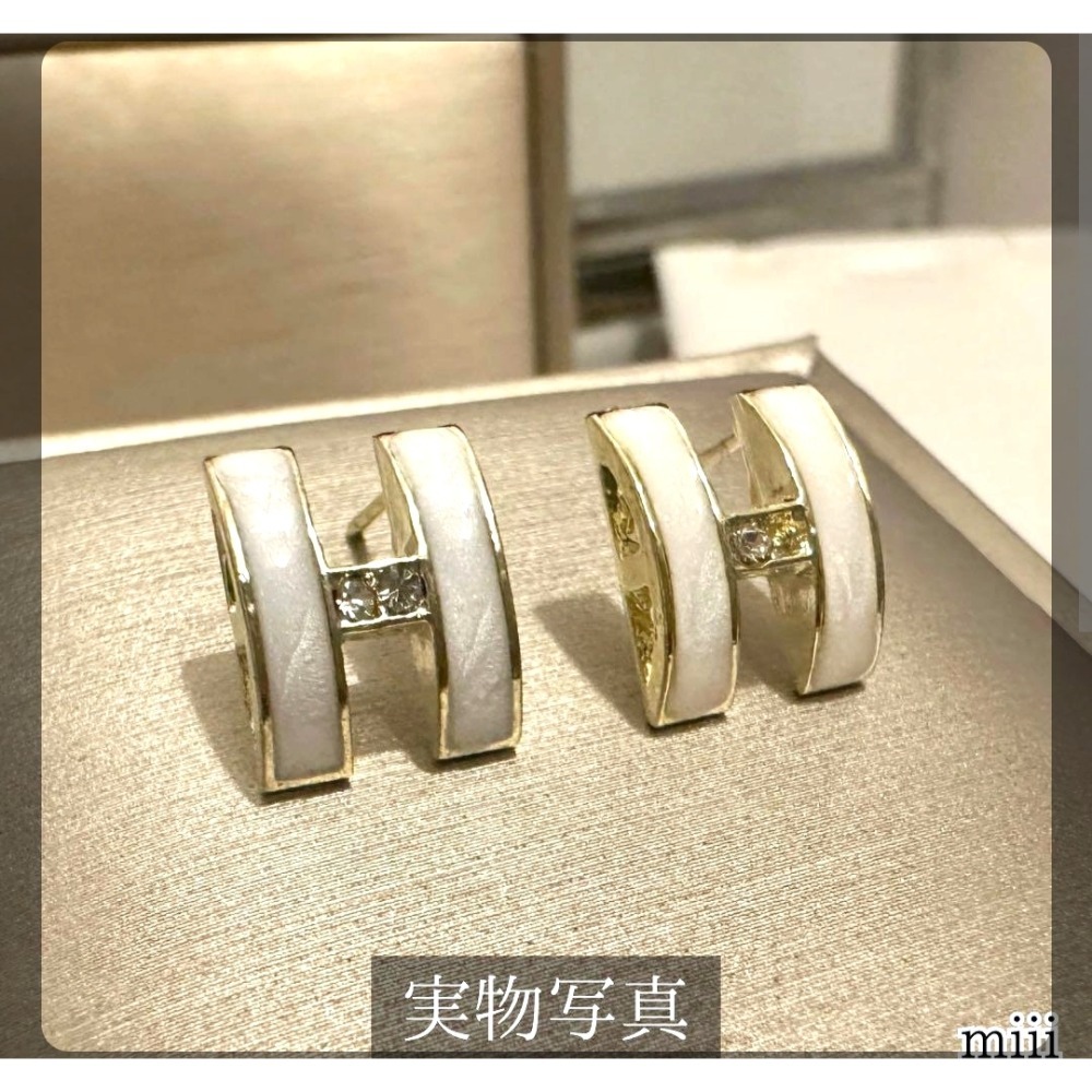💖台灣現貨🌿925銀針 微鑲鑽H字母耳環 氣質小眾設計感冷淡風小巧復古耳釘耳環【G124】-細節圖10