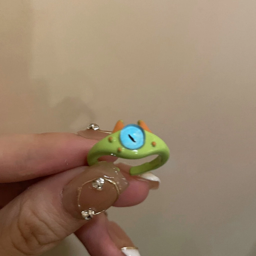 💍台灣現貨🌿可愛貓咪小怪獸開口戒指 搞怪黑魔貓獨眼ins個性食指戒指學生閨蜜情侶戒【O81】-規格圖10