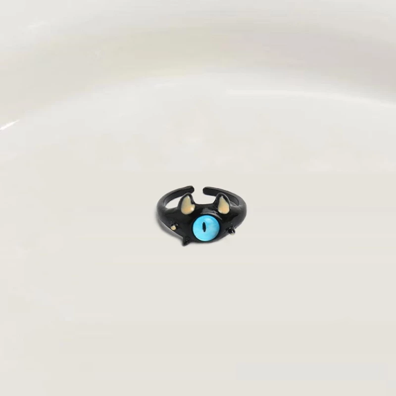 💍台灣現貨🌿可愛貓咪小怪獸開口戒指 搞怪黑魔貓獨眼ins個性食指戒指學生閨蜜情侶戒【O81】-規格圖10