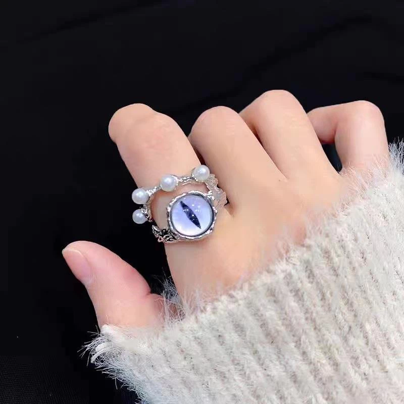 💍台灣現貨🌿可愛貓咪小怪獸開口戒指 搞怪黑魔貓獨眼ins個性食指戒指學生閨蜜情侶戒【O81】-規格圖10