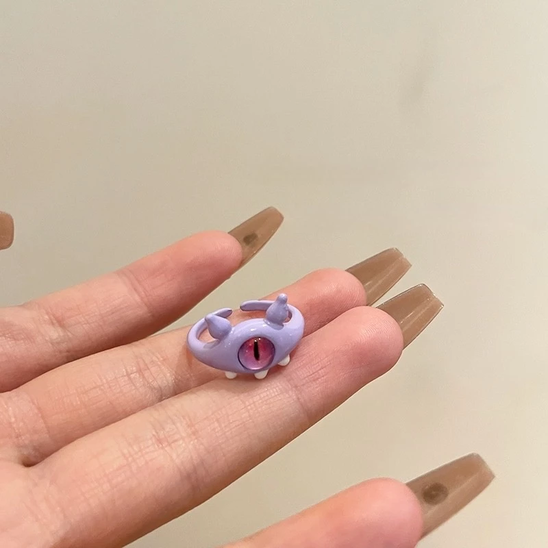 💍台灣現貨🌿可愛貓咪小怪獸開口戒指 搞怪黑魔貓獨眼ins個性食指戒指學生閨蜜情侶戒【O81】-規格圖10