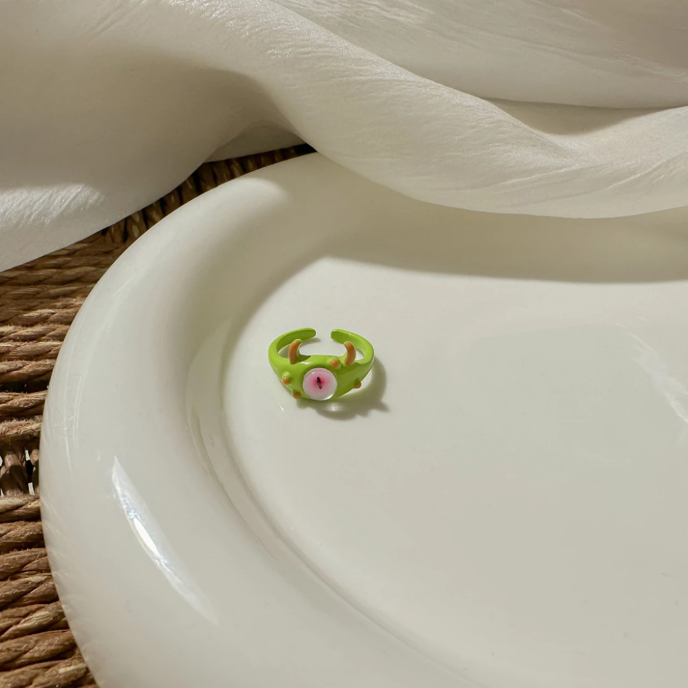 💍台灣現貨🌿可愛貓咪小怪獸開口戒指 搞怪黑魔貓獨眼ins個性食指戒指學生閨蜜情侶戒【O81】-規格圖10