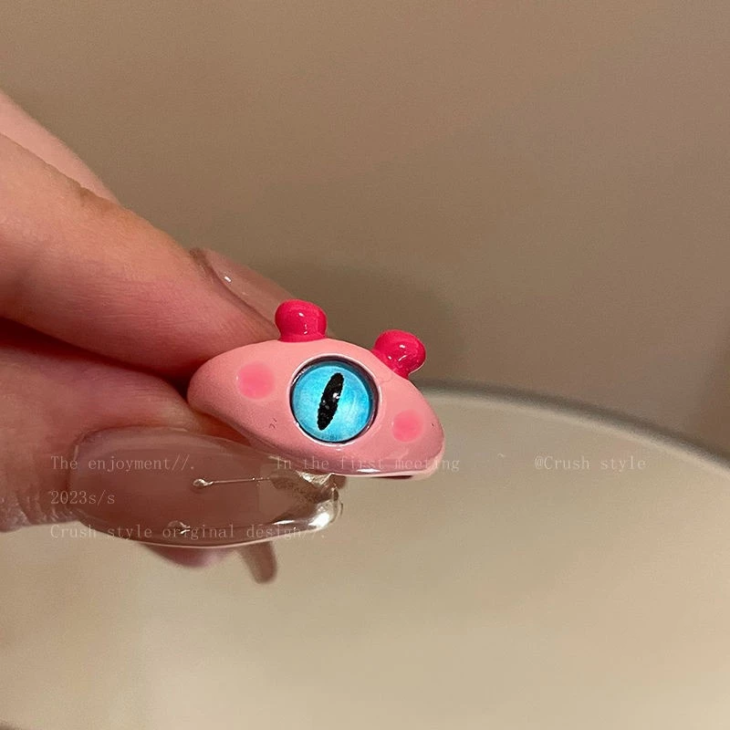 💍台灣現貨🌿可愛貓咪小怪獸開口戒指 搞怪黑魔貓獨眼ins個性食指戒指學生閨蜜情侶戒【O81】-規格圖10