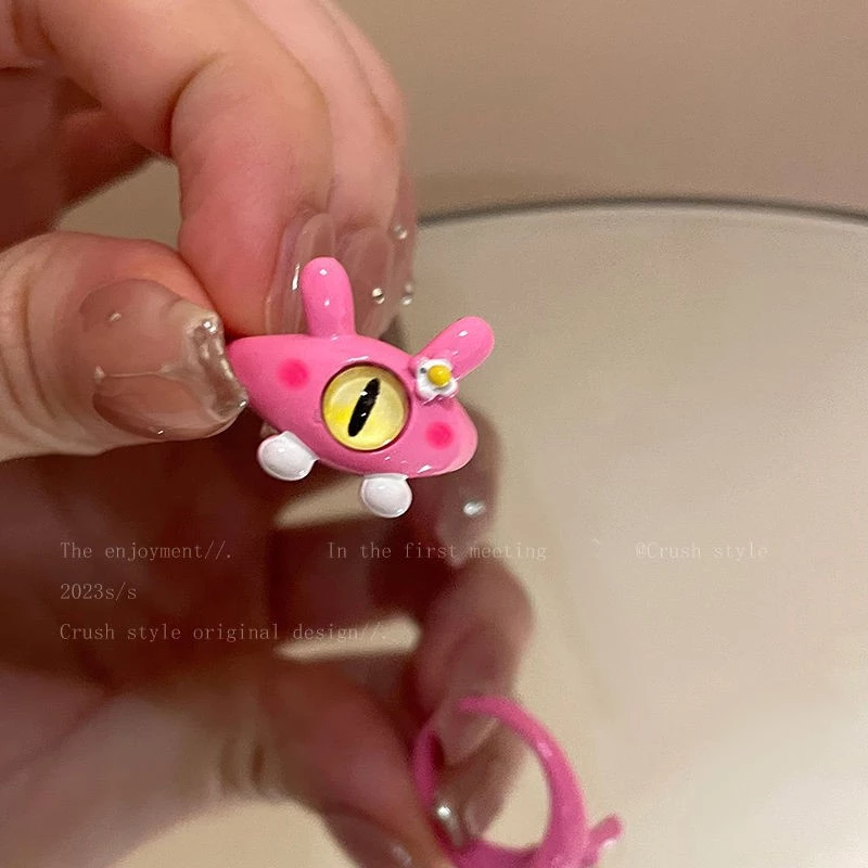 💍台灣現貨🌿可愛貓咪小怪獸開口戒指 搞怪黑魔貓獨眼ins個性食指戒指學生閨蜜情侶戒【O81】-規格圖10