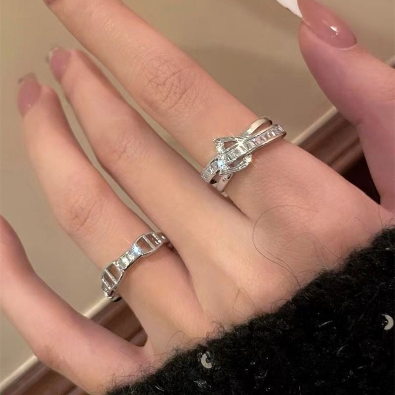 💍台灣現貨🌿韓國字母D時尚輕奢疊戴套戒女ins小眾設計網紅指環潮【O83】-細節圖4
