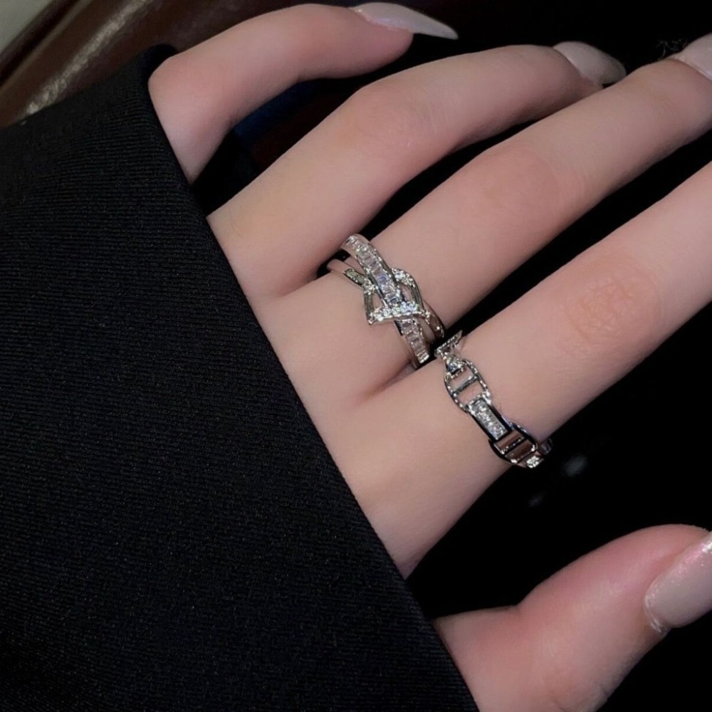 💍台灣現貨🌿韓國字母D時尚輕奢疊戴套戒女ins小眾設計網紅指環潮【O83】-細節圖5