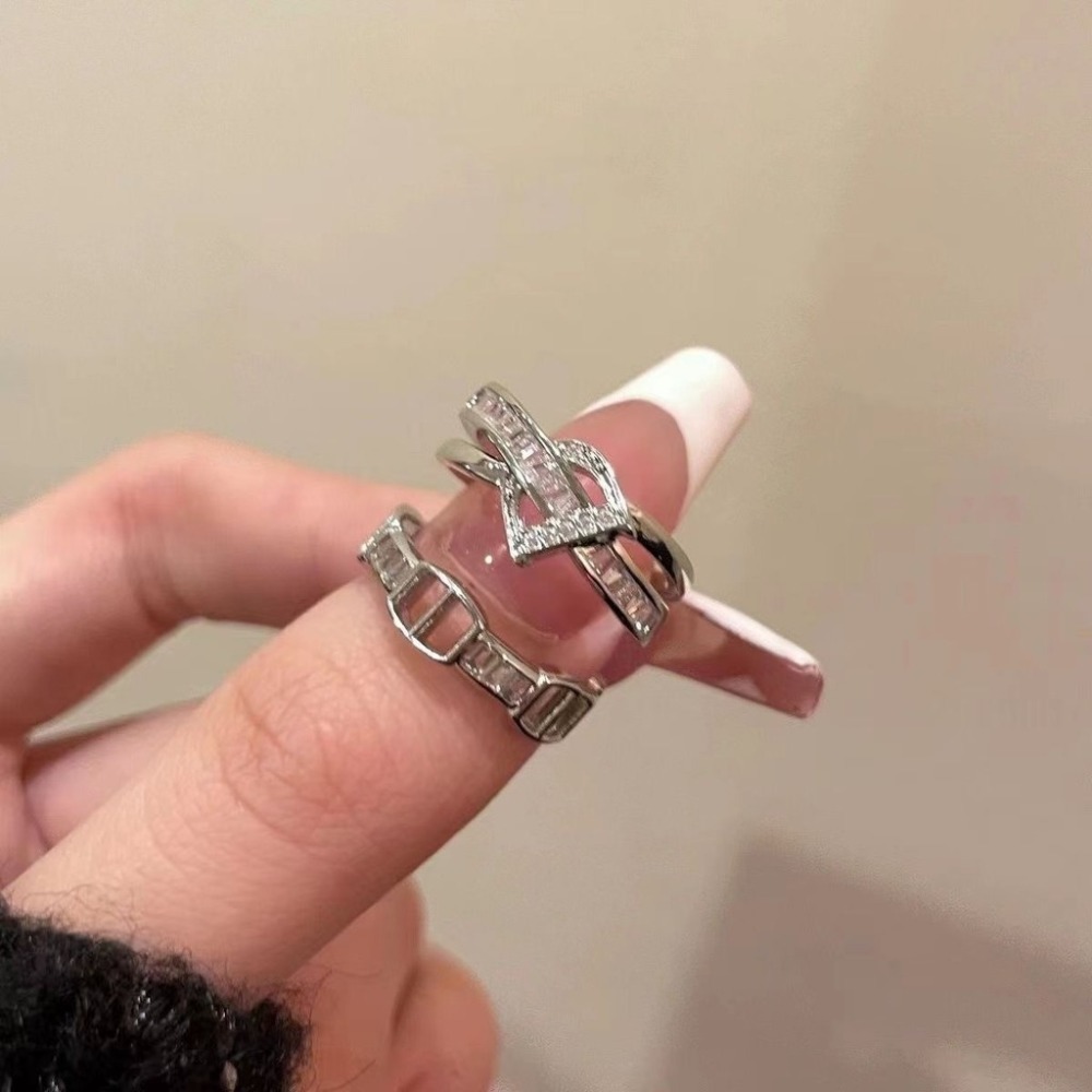 💍台灣現貨🌿韓國字母D時尚輕奢疊戴套戒女ins小眾設計網紅指環潮【O83】-細節圖6