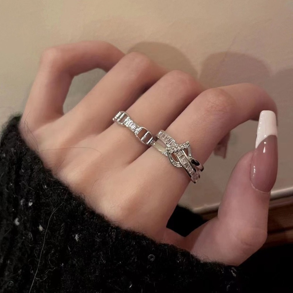 💍台灣現貨🌿韓國字母D時尚輕奢疊戴套戒女ins小眾設計網紅指環潮【O83】-細節圖7