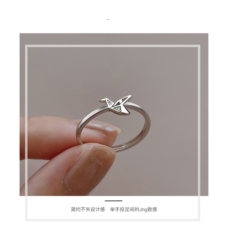 💍台灣現貨🌿千紙鶴戒指  ins小眾簡約新款潮指環設計開口可調節關節食指戒【O84】-細節圖6