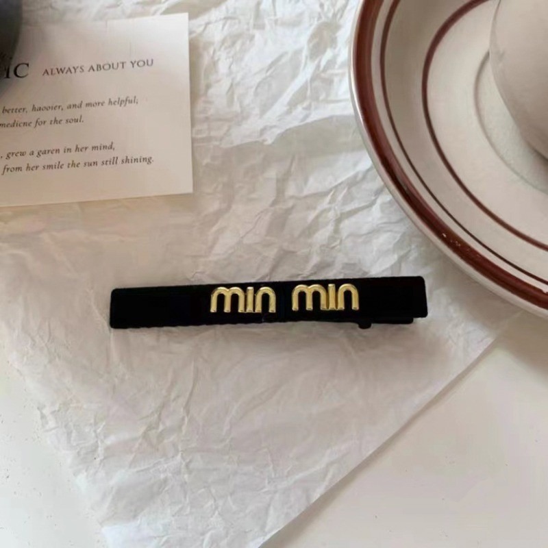 🎀台灣現貨🌿小香風 復古絲絨山茶花髮夾 黑色字母一字夾 後腦勺側邊一字夾劉海夾子髮飾【Y32】-規格圖11