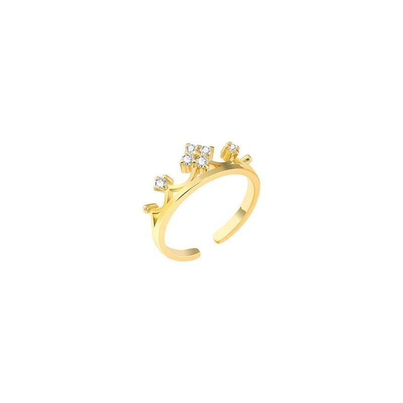 💍台灣現貨🌿韓版皇冠鋯石戒指 ins潮小眾設計指環 食指戒可調節開口高級感手飾【O86】-細節圖9