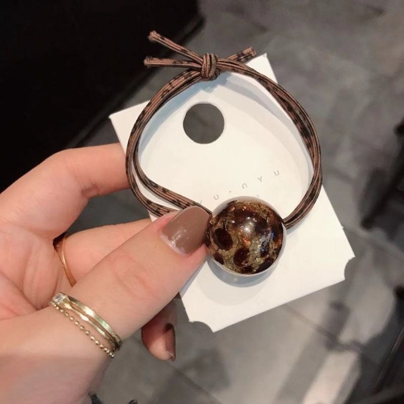 ✨台灣現貨🌿韓國ins髮圈東大門同款亞克力冰裂豹紋球髮繩氣質百搭復古優雅の豹紋髮繩髮圈 丸子頭繩【ND01】-細節圖6