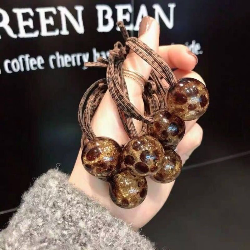 ✨台灣現貨🌿韓國ins髮圈東大門同款亞克力冰裂豹紋球髮繩氣質百搭復古優雅の豹紋髮繩髮圈 丸子頭繩【ND01】-細節圖7