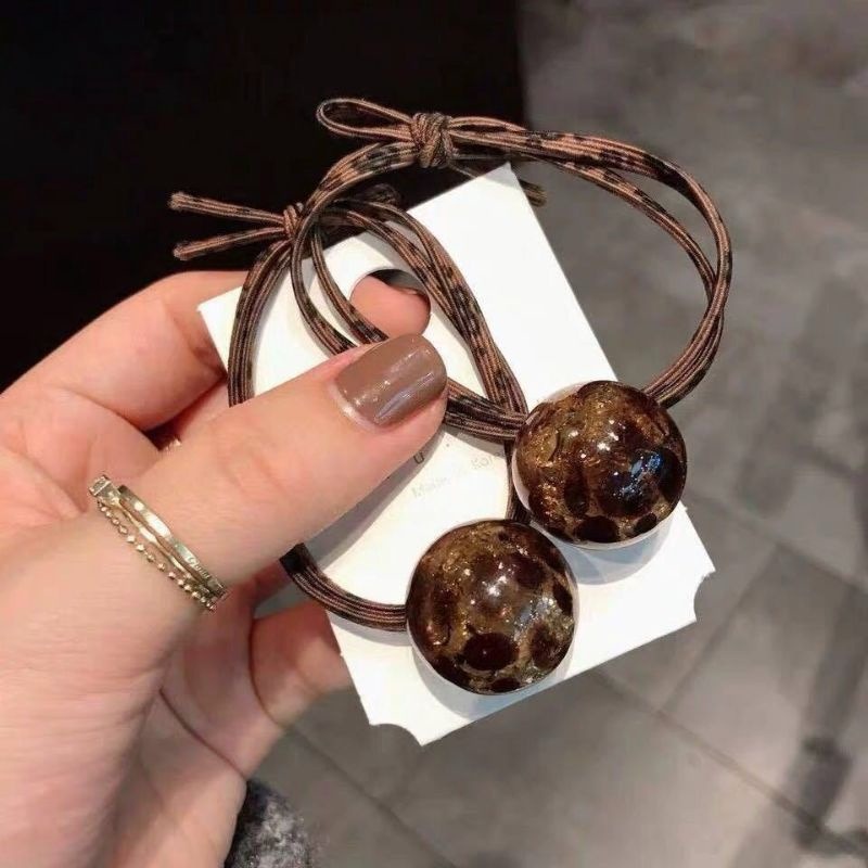 ✨台灣現貨🌿韓國ins髮圈東大門同款亞克力冰裂豹紋球髮繩氣質百搭復古優雅の豹紋髮繩髮圈 丸子頭繩【ND01】-細節圖8