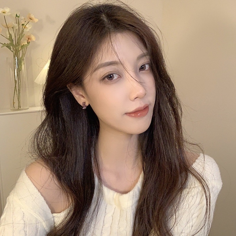 💖台灣現貨🌿紫色唯美閃鑽 三角交錯鋯石耳釘 925銀針 浪漫簡約精緻氣質 鋯石耳環 耳飾【G574】-細節圖7