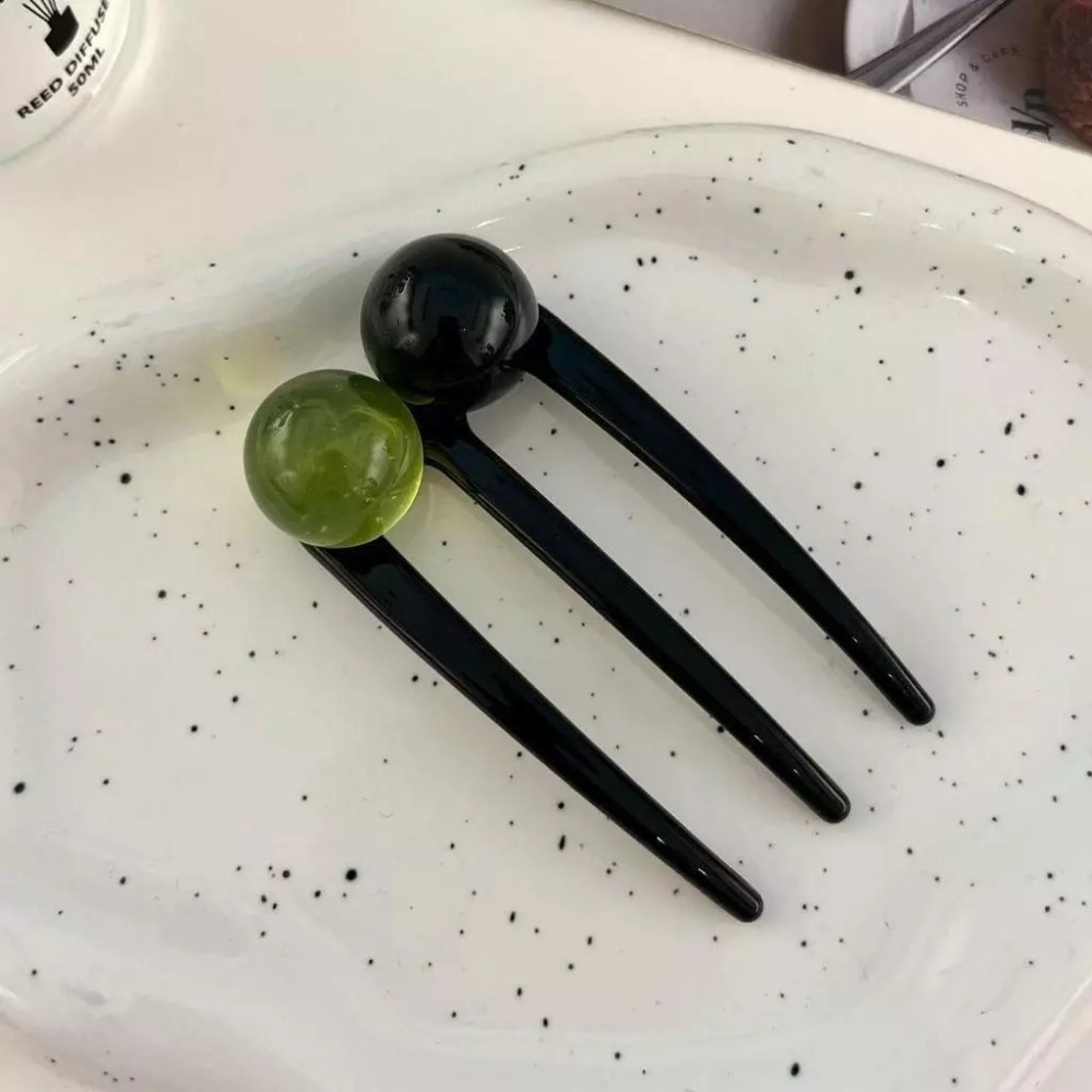 ✨台灣現貨🌿韓版U型髮簪 爆款珠珠三齒髮簪 新中式丸子頭盤髮神器頭飾時尚髮釵【L40】-規格圖11