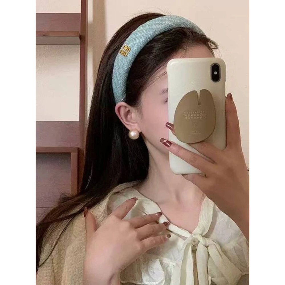 ✨台灣現貨🌿法式小香風字母髪箍 ins百搭少女網日清新韓同款寬邊減齡頭箍【U06】-細節圖2