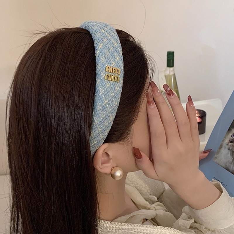 ✨台灣現貨🌿法式小香風字母髪箍 ins百搭少女網日清新韓同款寬邊減齡頭箍【U06】-細節圖3