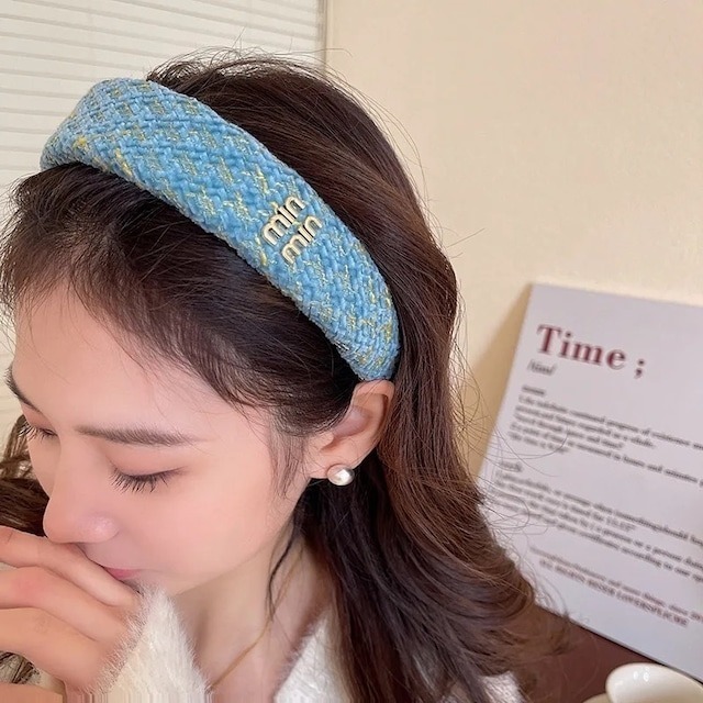✨台灣現貨🌿法式小香風字母髪箍 ins百搭少女網日清新韓同款寬邊減齡頭箍【U06】-細節圖6