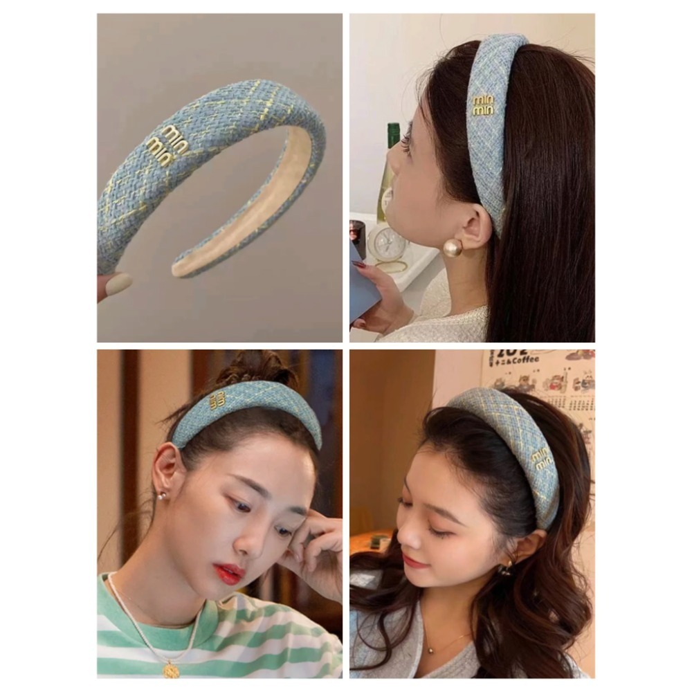 ✨台灣現貨🌿法式小香風字母髪箍 ins百搭少女網日清新韓同款寬邊減齡頭箍【U06】-細節圖9