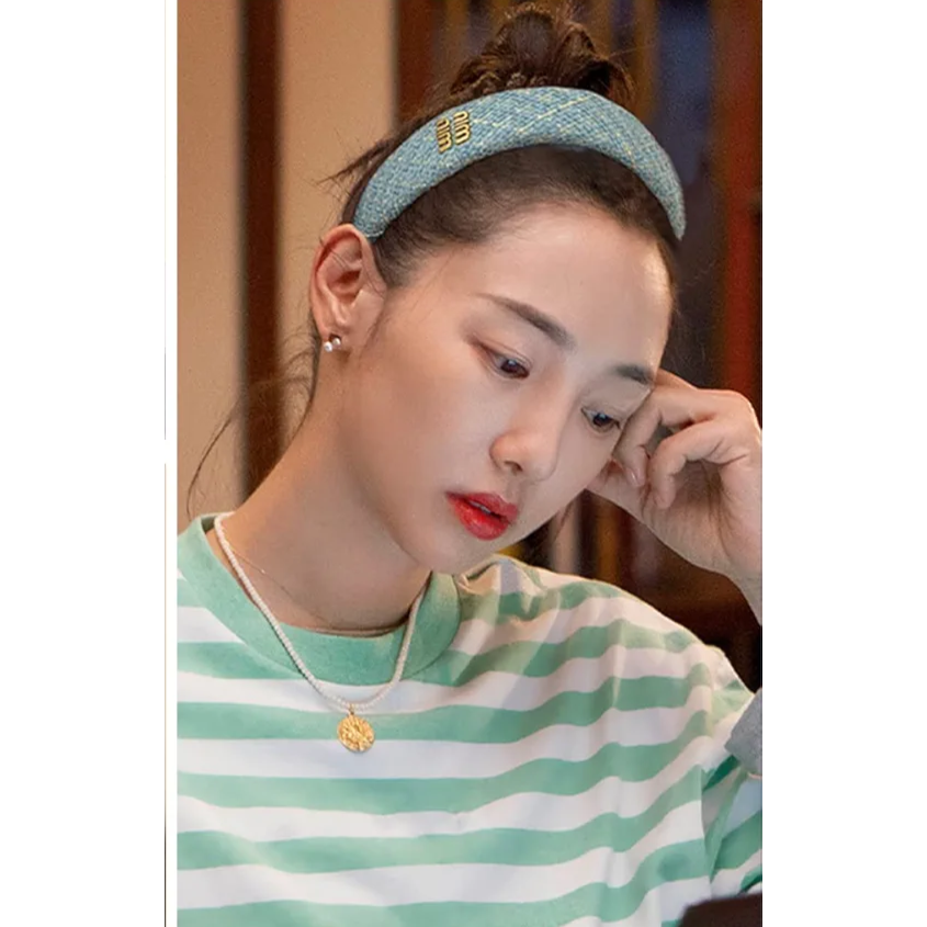 ✨台灣現貨🌿法式小香風字母髪箍 ins百搭少女網日清新韓同款寬邊減齡頭箍【U06】-細節圖10