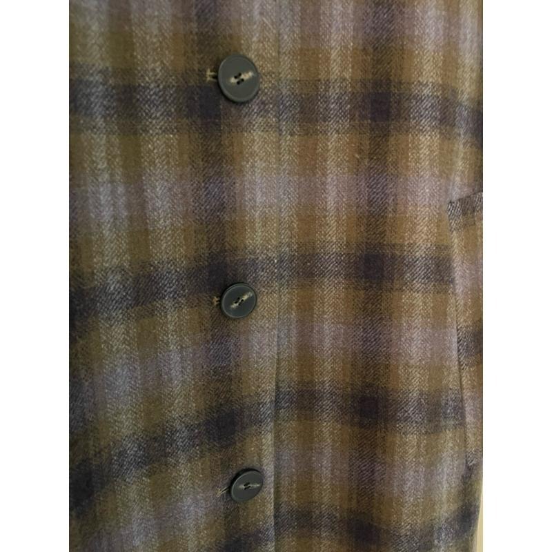 ［全新］韓系氣質 紫咖配色 復古寬鬆休閒百搭 單排扣過膝長款格紋羊毛雙面呢 毛呢大衣  free size-細節圖2