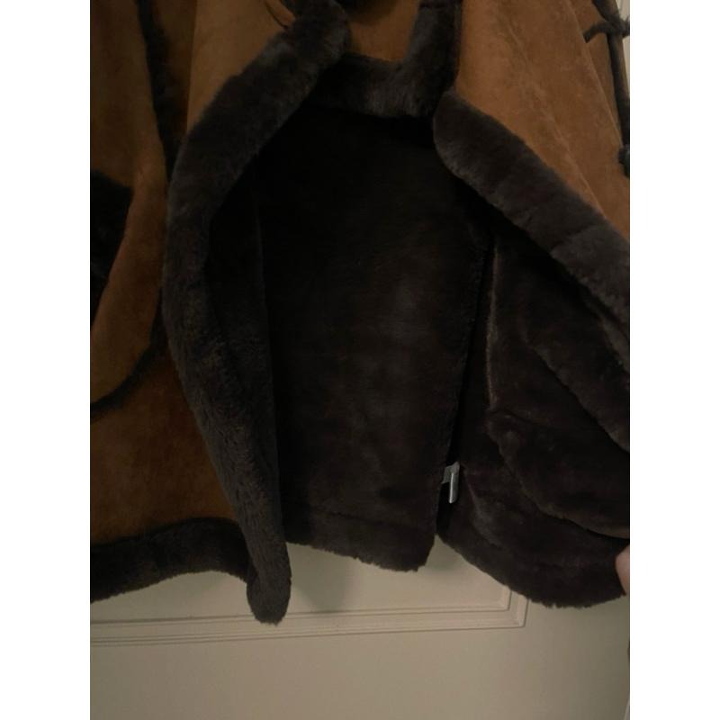 ［全新］超柔軟環保皮草 皮毛一體 騎士機車外套 L號 雙排扣寬鬆顯瘦高領 麂皮絨韓系帥氣-細節圖7