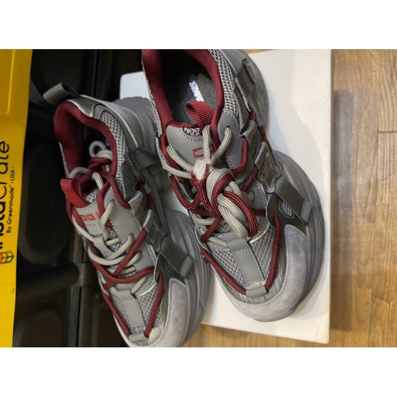 ［全新］韓系時尚 灰色增高綁帶厚底老爹鞋 流行休閒運動鞋 39號 24.5公分 NJZ-細節圖2