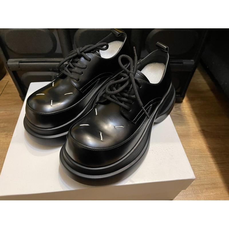 ［全新］韓系時尚 設計師小眾款 復古英倫風增高厚度樂福鞋鬆糕黑色小皮鞋 39號 24.5公分 NJZ-細節圖2