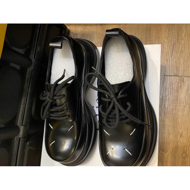 ［全新］韓系時尚 設計師小眾款 復古英倫風增高厚度樂福鞋鬆糕黑色小皮鞋 39號 24.5公分 NJZ-細節圖3