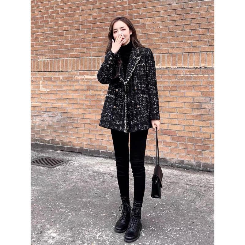 ［全新］黑色金線小香西裝外套L號 優雅氣質上班基本款百搭四季款 小茶花鬱金香可參考-細節圖3