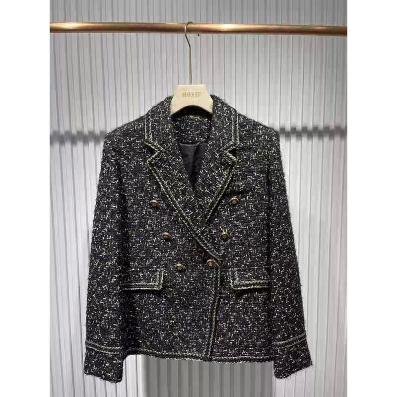 ［全新］黑色金線小香西裝外套L號 優雅氣質上班基本款百搭四季款 小茶花鬱金香可參考-細節圖5