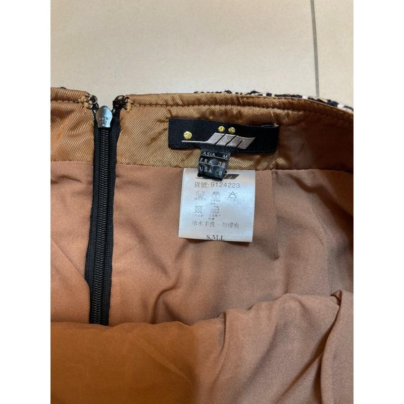 [二手極新］專櫃品牌jin小香風黑白金編織短裙m號-細節圖3