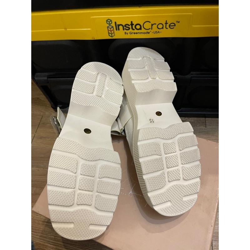 ［全新］ 圓頭頭厚底防水台真皮米白色瑪麗珍鞋 亮面牛皮內裡羊皮娃娃鞋38號 d+af韓國女團舒華款new jeans-細節圖4