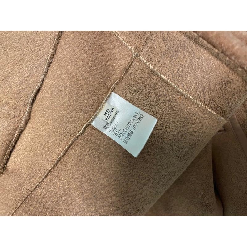 ［二手］網紅金蘑菇菇品牌皮毛一體咖啡色泰迪熊有領毛毛短大衣皮草外套XS號-細節圖9