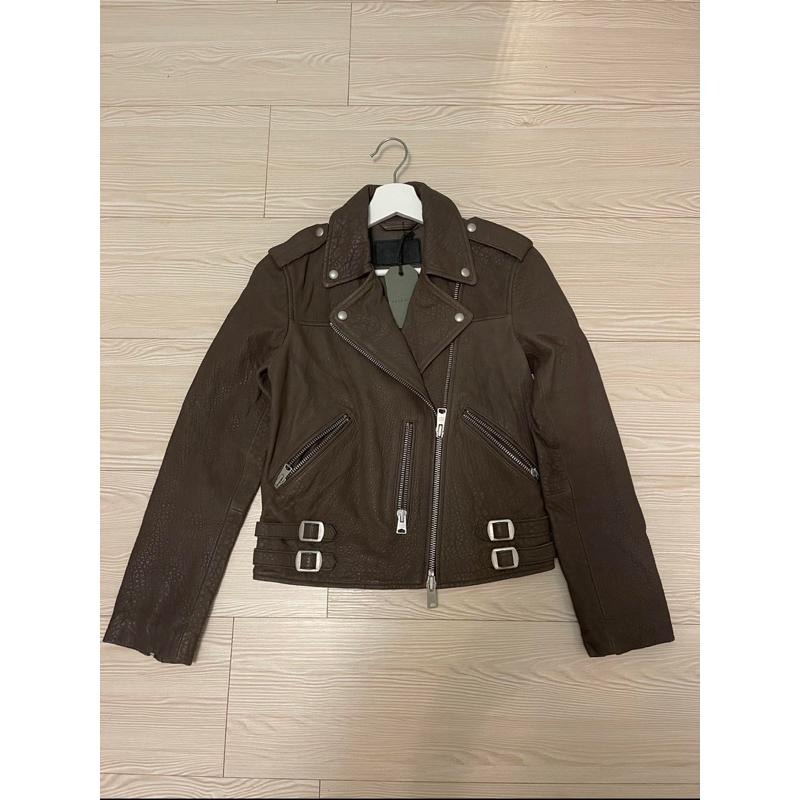 [全新］allsaints Watson biker騎士外套皮衣咖色uk6 印度製造-細節圖3