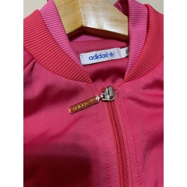 [二手極新］addidas original 愛迪達三葉草桃紅粉紅色運動外套 34號xs碼-細節圖2