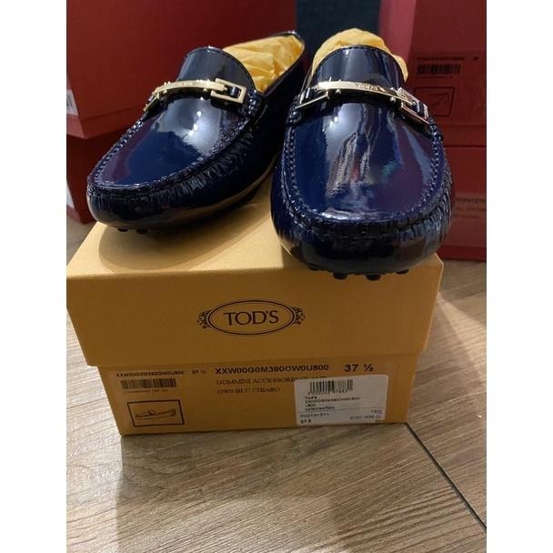 ［全新］義大利Tod’s漆皮豆豆鞋開車鞋深藍37.5皮鞋-細節圖3