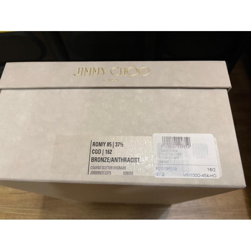 [全新］正品Jimmy Choo亮片咖啡棕銅漸變炭灰色金屬高跟鞋 Romy 85 37.5號高級經典不敗婚鞋晚宴鞋-細節圖5